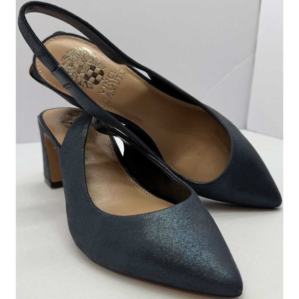 Vince Camuto Women's Hamden Slingback Block Heel Gilded Navy US 7M NWOB